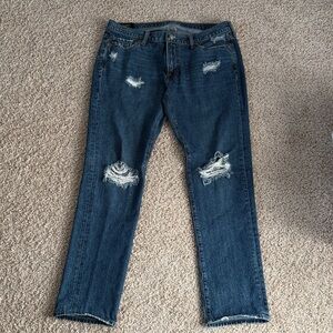 Men's Abercrombie and Fitch Distressed Blue Jeans